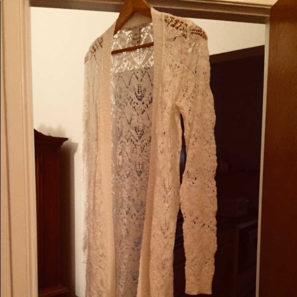 Sweater crocheted winter white/cream new